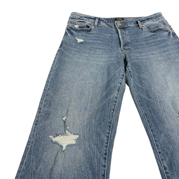 Express Conscious Edit Jeans Size 12 Long Relaxed Straight Low Rise Button Fly - Picture 6 of 16